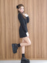 Asymmetry buckle tweed dress